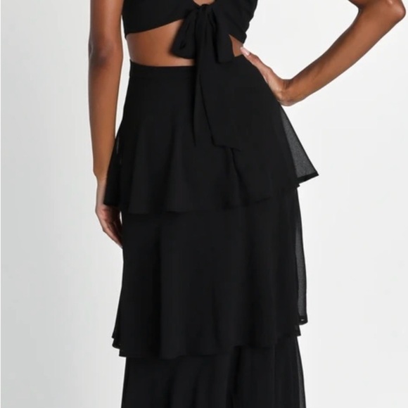 Lulus Tier and Now Black Tie-Back Tiered Maxi Dress, new with tags in size xs - Picture 3 of 9